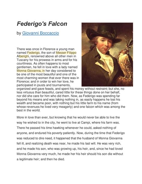 federigo's falcon summary|federigo's falcon story.